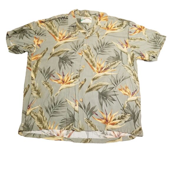 Paradise Found Other - Paradise Found Hawaiian Shirt Men's Size M Green Floral Magnum PI Tom Selleck